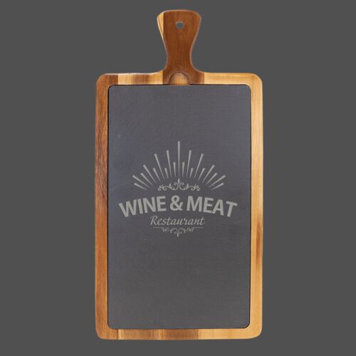 16" x 7 3/4" Acacia Wood/Slate Cutting Board Thumbnail