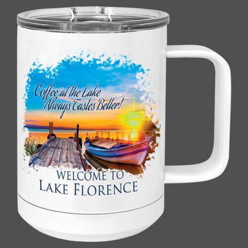 Premium Polar Camel 15 oz. White Vacuum Insulated Mug with Slider Lid Thumbnail